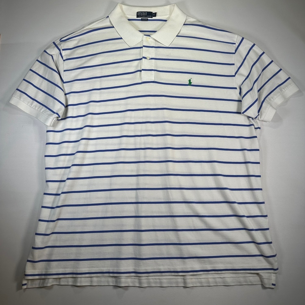 Polo by Ralph Lauren White Polo with Blue Stripes - Picture 2 of 6